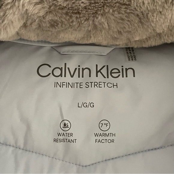 Calvin Klein Hooded Winter Puffer Coat Water Resistant Soft Luxury Women’s Large - Picture 6 of 17